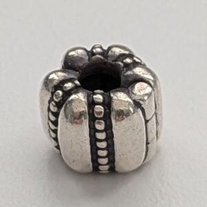 Authentic Pandora Silver Dots & Ridges Clip Charm/Bead/Spacer